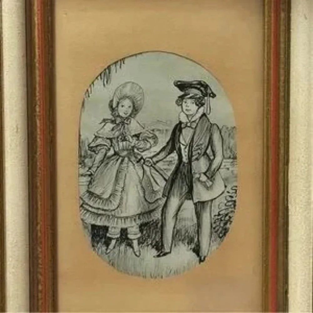 Vintage Style Cream and Gold Framed Wall Art